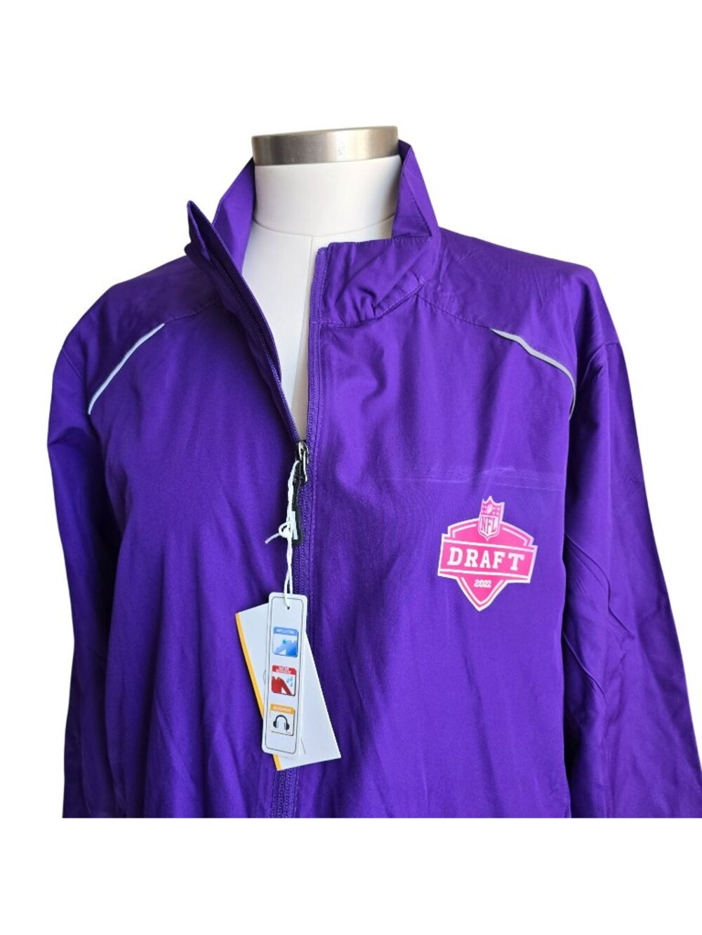 Mens Purple NFL Draft 2022 Lightweight Jacket Large Water Resistant JJ3859